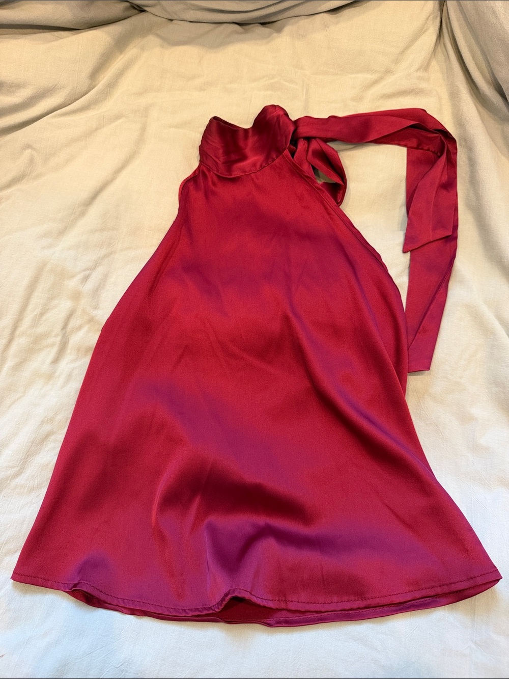 Girls' Sleeveless Halter Dress in Deep Red